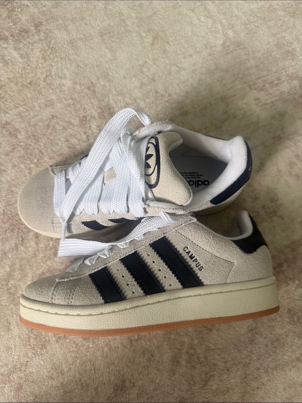 adidas Kids Cream and Navy Campus Sneakers